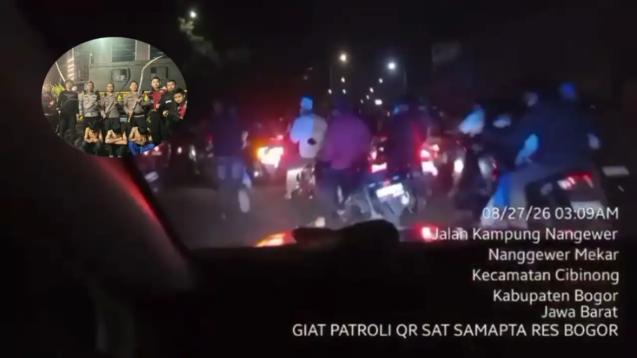 Tawuran Dini Hari di BRIN Cibinong Dibubarkan Tim Gabungan, 3 Pemuda Beserta 7 Celurit Diamankan Polres Bogor