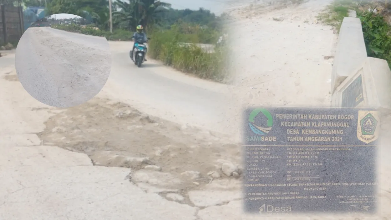 Jalan Beton Samisade 2021 Desa Kembangkuning Klapanunggal Hancur: Truk Pengangkut Batu Kapur Biangnya